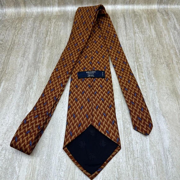 Brooks Brothers Silk Neck Tie Made In USA Geometric Foulard Chain Link - Picture 4 of 7